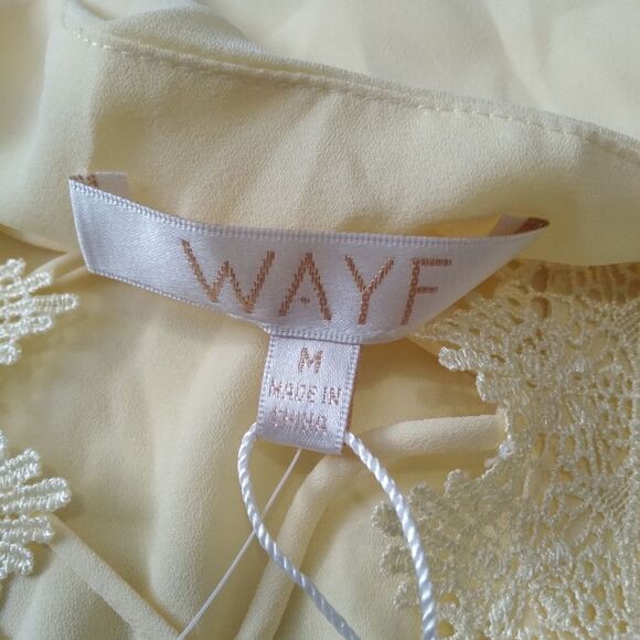 WAYF Posie Yellow Lace Trim Sleeveless Strappy V-Neck Camisole Tank Top Medium - Picture 4 of 14